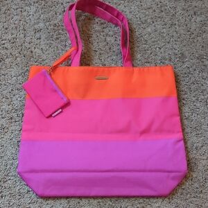 Clinique Vibrant Pink and Orange Tote
